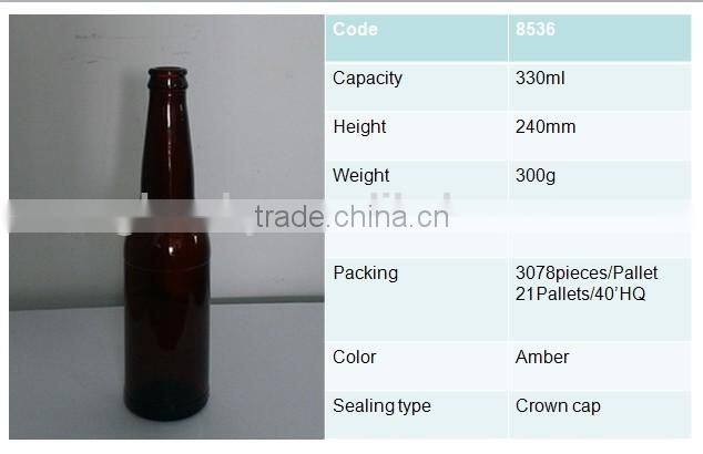 330ml empty beer bottle amber color