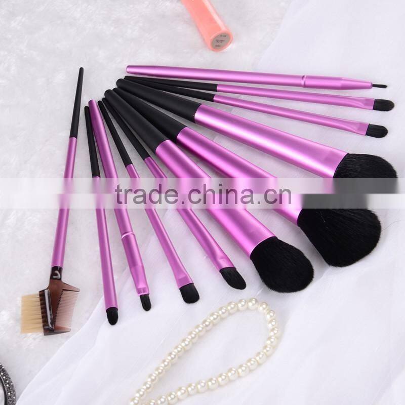 professional 11 pieces Metal handle makeup brush set,Tapered Handle makeup brush set