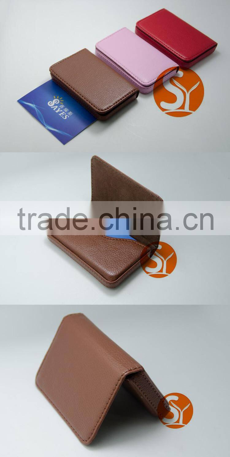 Concise design unisex gender black and brown PU leather credit name card holder with cheap price