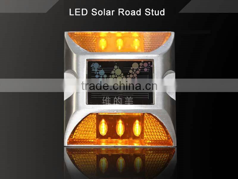 Yellow LED flashing light cat eye reflective aluminum solar road marker