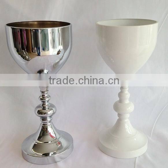 LDJ538 38.5cm small white and silver metal vase for indoor table decoration
