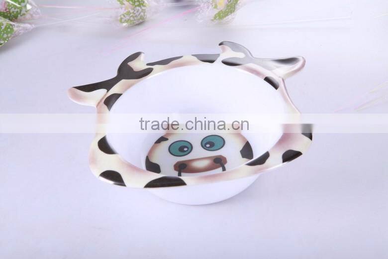 high quality melamine round plate with cartoon printed for kids