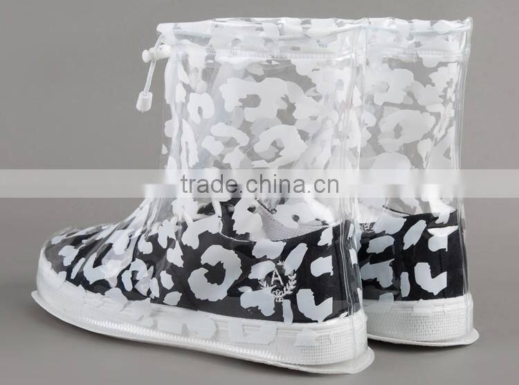 with white flower printing transparent plastic shoes cover