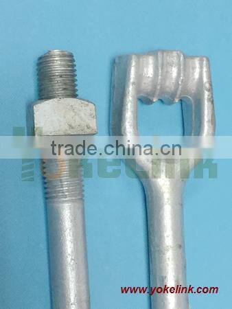 Thimble eye anchor rod with nut for guying utility pole