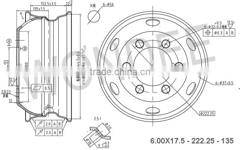 WONDEE Factory Supplier Trailer 17.5 Steel Wheel