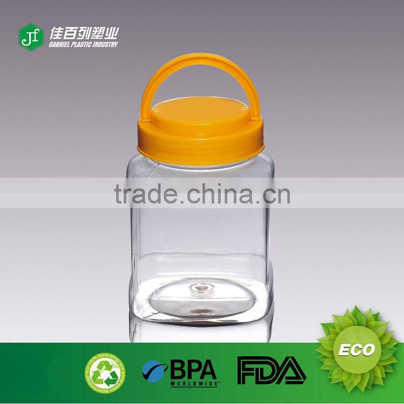 food grade clear dry food candy 1 litre plastic bottle with handle
