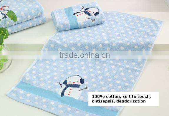 high quality cotton towel bath set with snowman pattern