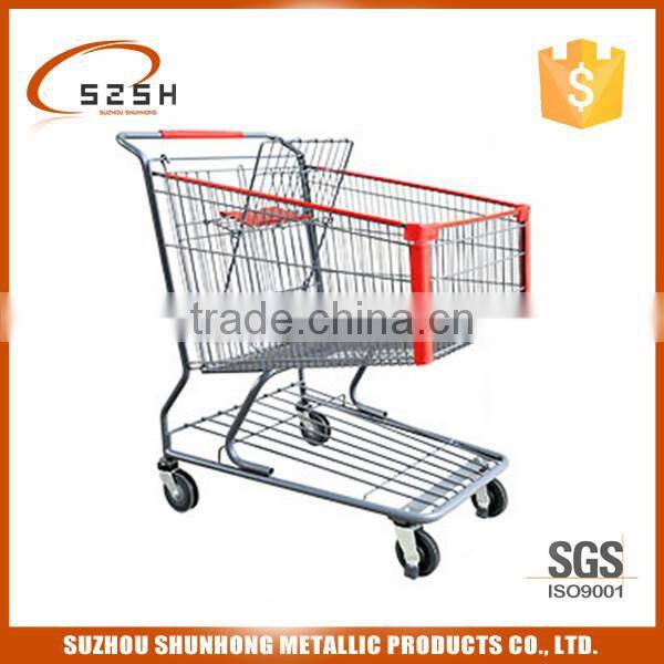 shopping cart with 2 fixed and 2 swivel wheels non brake