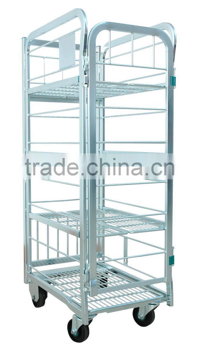 four wheels supermarket milk trolley container for dairy
