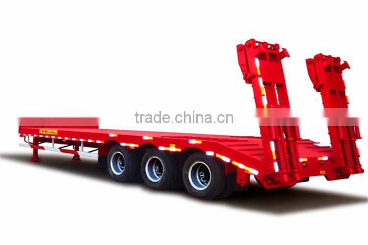 China manufacturer 3 axles 50T low flatbed deck truck semi trailer or flat bed tow trucks