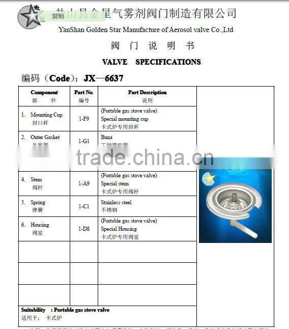 cartridge camping gas aerosol valve with red cap