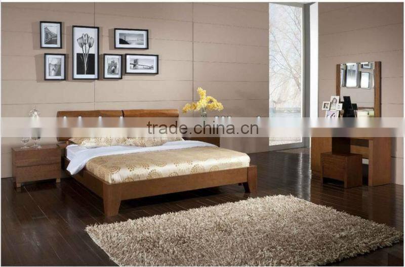 Simple Bed With Solid Wood Frame Bedroom Furniture,Malaysia Style Bedroom Natural Wood Furniture