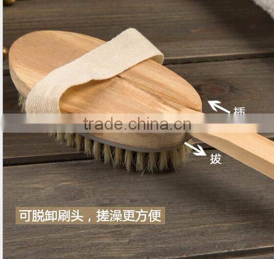 cy298 Removable Body Brush Natural Boar Bristles Long BeechwoodHandle Bath Shower Brushes Great Back Scrubber Dry Skin Brush