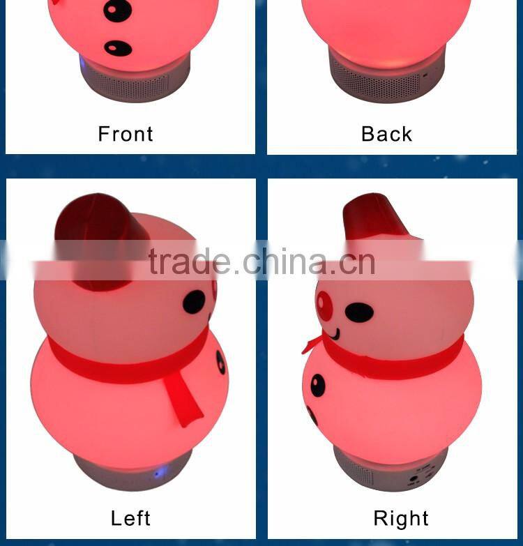 Christmas gift mini portable snowman shape bluetooth speaker with LED light