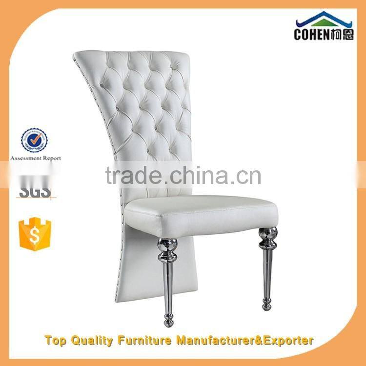 Modern top grain leather dinning room chair furniture stainless steel dinning chair