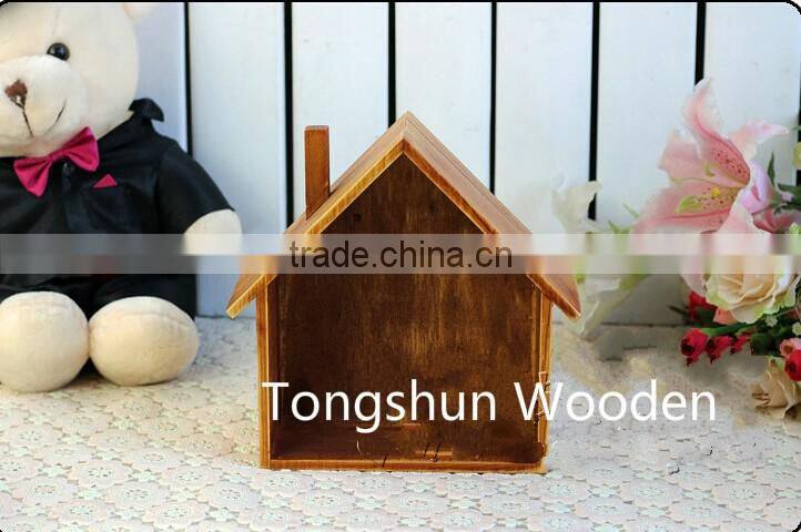 home decoration Retro small wood house wooden storage box flower pots racks on wall