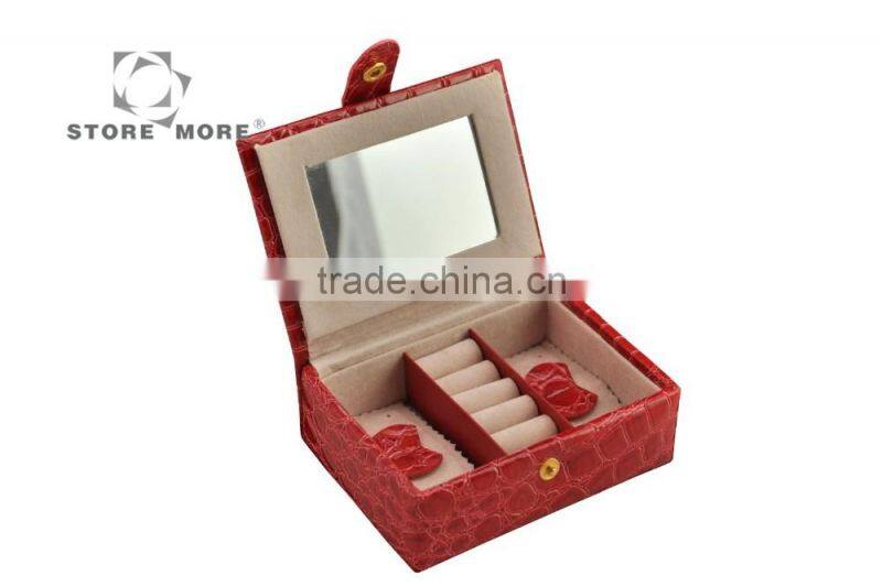 Small Faux Leather Travel Jewelry Box Organizer Display Storage Case for Rings Necklace