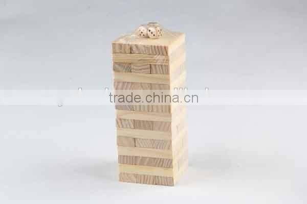 48PC Wooden /Stack Game With Three Dice Building Block/Board Game