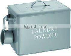 Laundry Powder Storage Box Washing Tablet Retro Metal Container Tin With Scoop