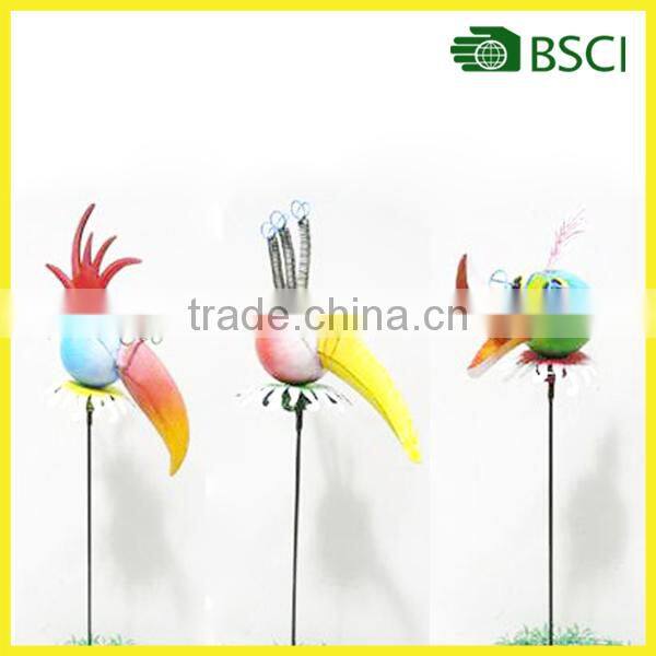 YS15414 cute design metal bird garden stick handicraft for garden decoration