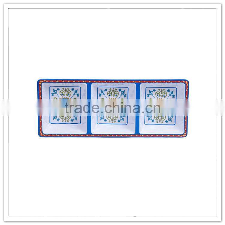 Hot new products for 2015 food catering sushi plate melamine korean deep bulk dinner plates with 3 sections