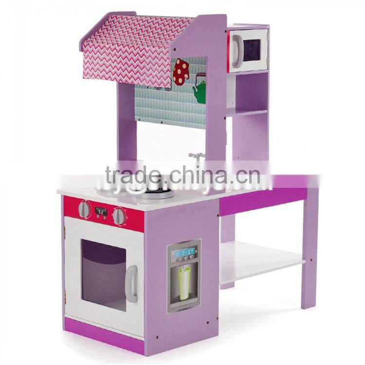 New style double-sided pretend play wooden kids play kitchen set W10C274