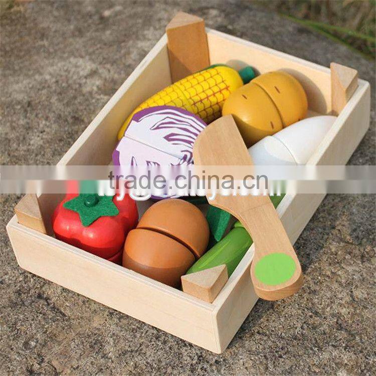 Pretend play kitchen toys wooden toy cutting fruit for kids W10B183