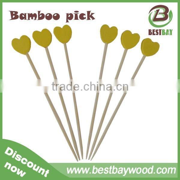 Chistmas party cocktail decoration heart-shaped bamboo skewers,bamboo skewers wholesale