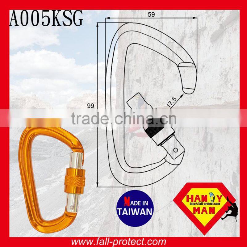 Aluminum Mountaineering Climbing Screw Lock Carabiner With 25KN