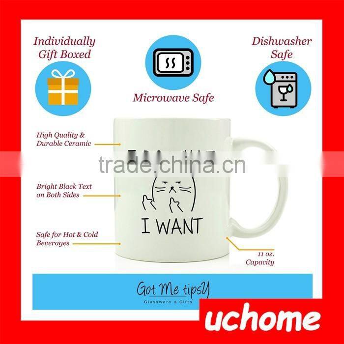 UCHOME Decal White Ceramic Cat Coffee Mug