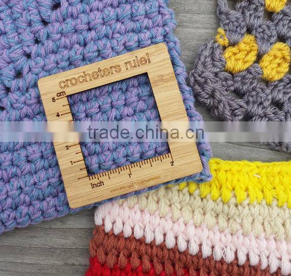 natural custom bamboo knitting ruler engraved