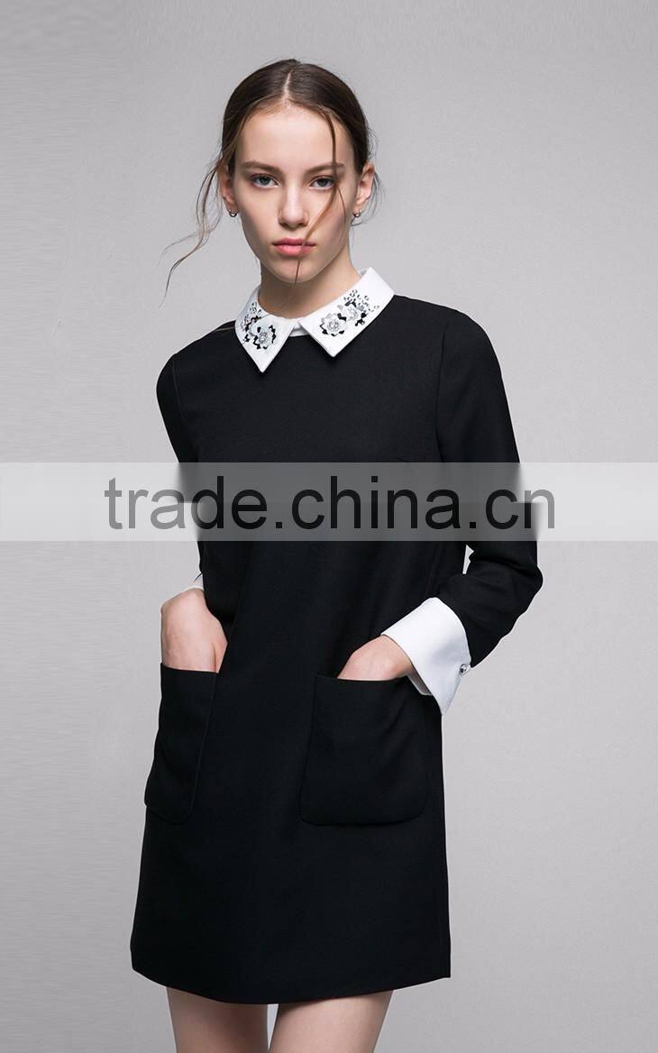 Women Fashion Dresses Winter 2016 Knee Length Dress Patterns