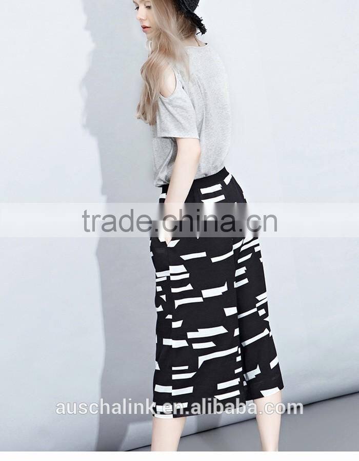 korean style ladies chic popular casual chiffon pants factory price