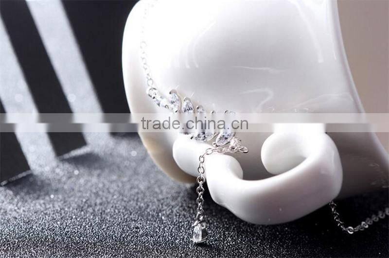 2017 New Style Micro Leaf Shape Plain 925 sterling silver Pendant Necklaces