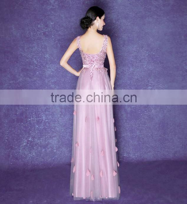 handmade crystal beaded sheath nude evening pink prom dress