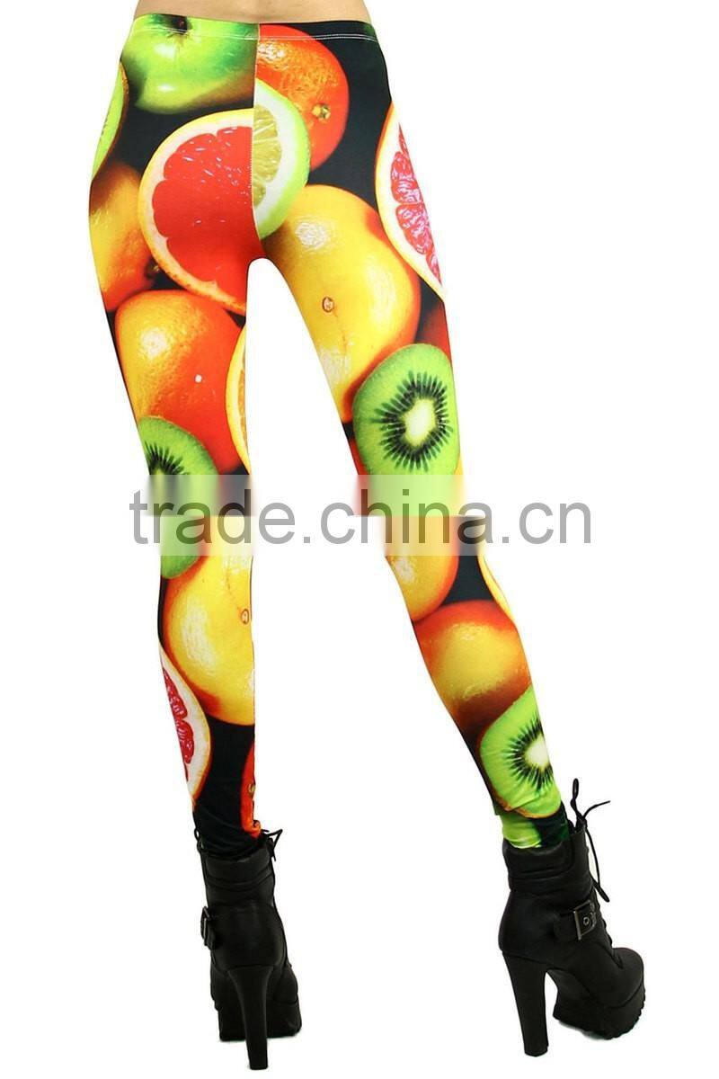 MGOO Latest Designs Soft Yoga Polyester Pants Custom Print Women Legging High Waist Fruit Print Pants