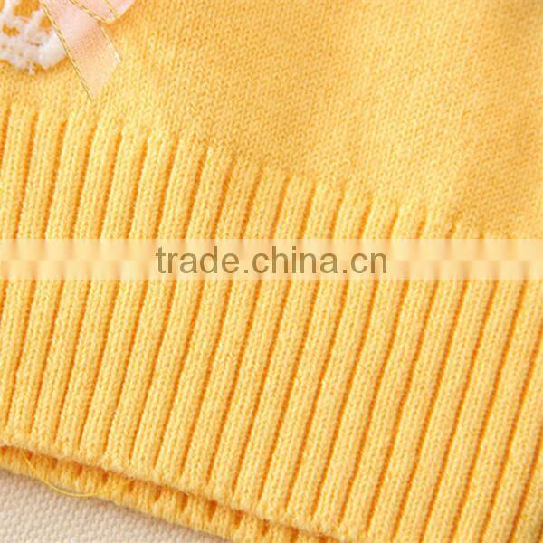 Factory Prices Kids Girls Appliqued Collar Sweaters fashionable pullover from China factory, children winter clothes