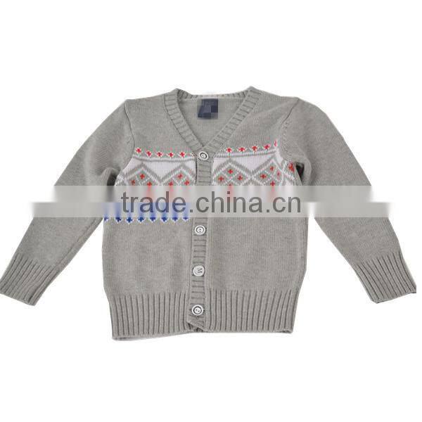 2014 Spring jacquard single breasted kids cardigan sweater