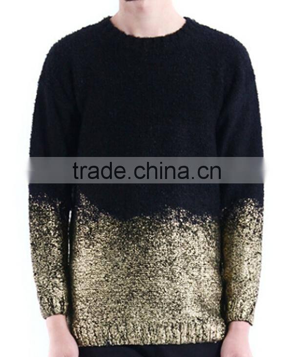 men's fashion pullover gold and silver foil print sweater clothing