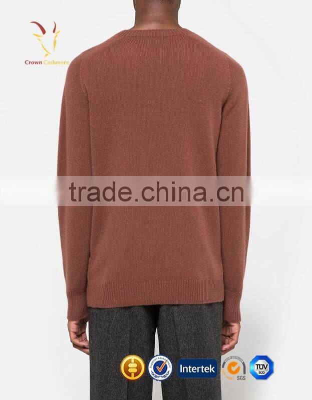 Brown Cashmere Knitted Jumper Men Sweater Knitwear