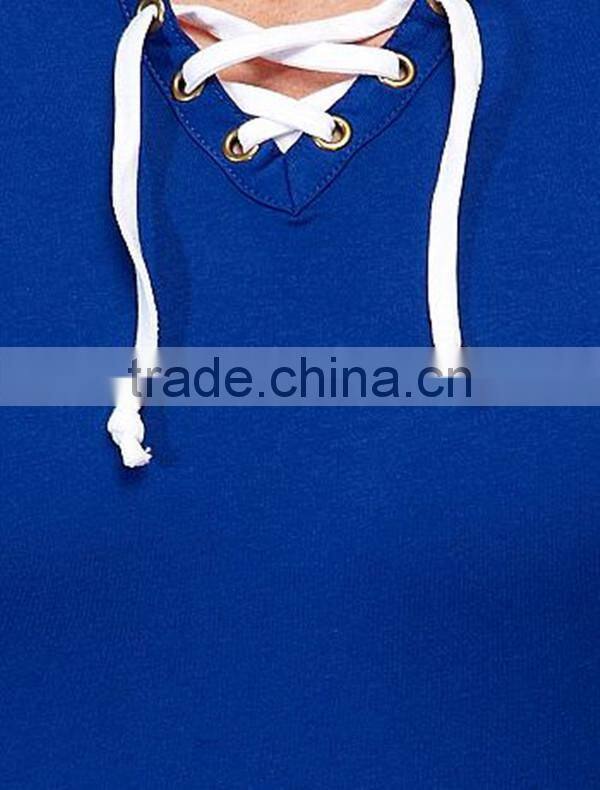 custom men t-shirt with tunisian laced up neckline