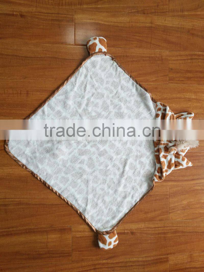 Super soft cotton velour animal head plush baby blanket