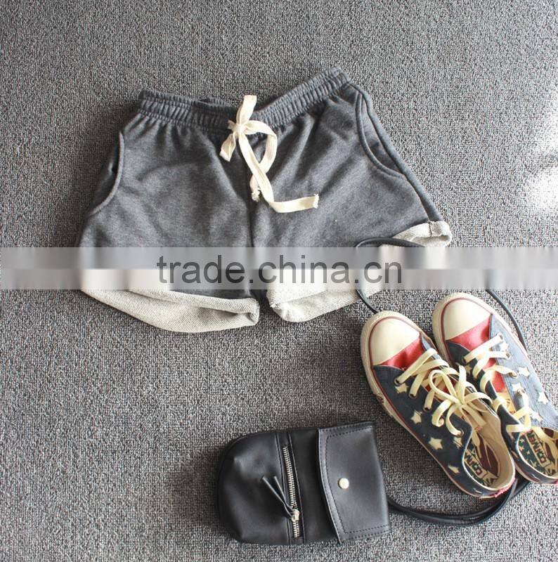 high quality summer womens sports shorts casual shorts Pure cotton terry flanging wide-legged pants