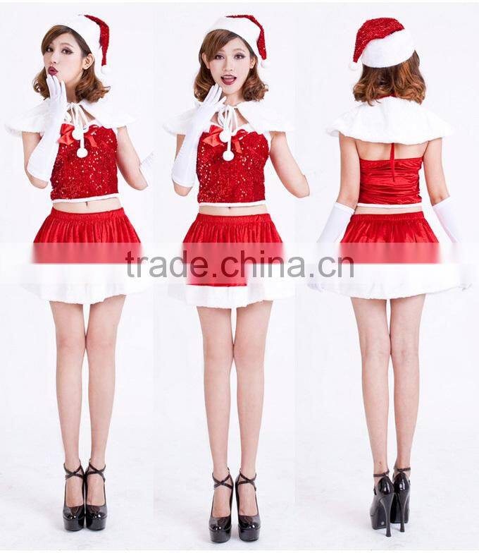 Best Red Hooded Velvet Sexy Mini Christmas Costumes For Women' Festival
