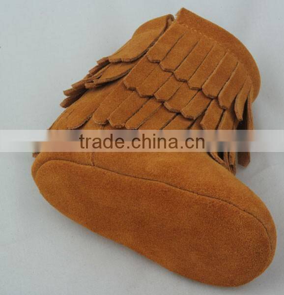 Three layers handmade lovely soft sole moccasins baby boots