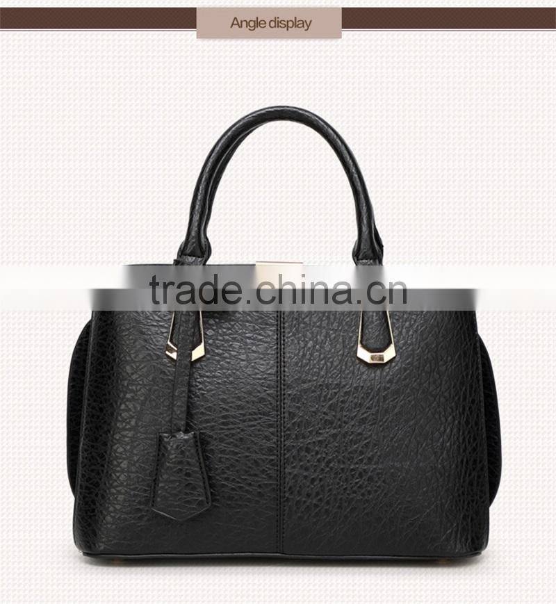 Versatile High Quality PU Leather Women Solid Color Handbag