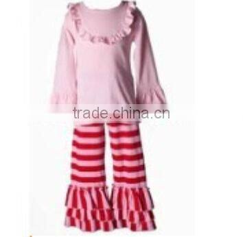 Xmas 2015 baby girl stripe cheap price girl stripe boutique pajamas fall cotton floral cotton damask green caters stripe outfit