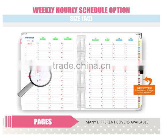 Greyboard cover spiral planner custom, personal diary planner with gold corner