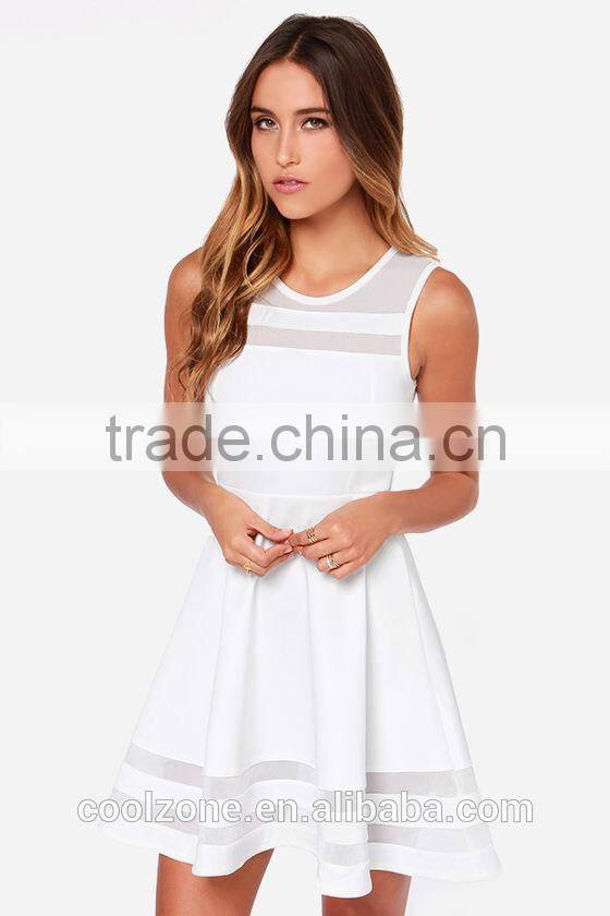 Fashion sleeveless sheer mesh sexy nighty dress picture woman clothing