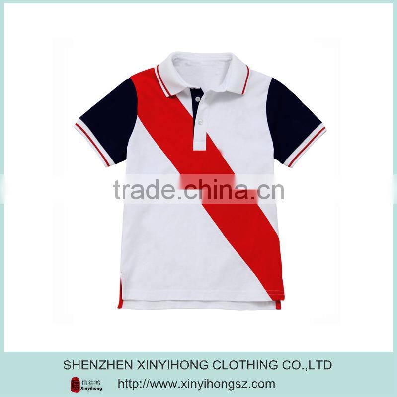 OEM Designed Cotton Pique Material Color Blocked Child's Polo Shirt